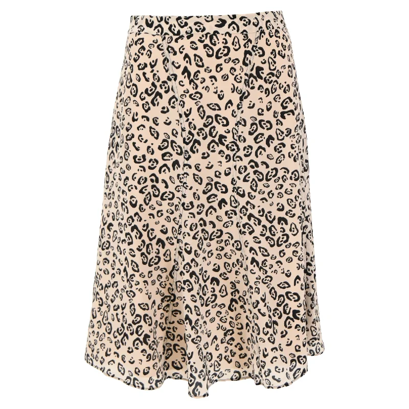 Women's Romantic Outfit Altuzarra Leopard Print Midi Skirt in Beige Silk