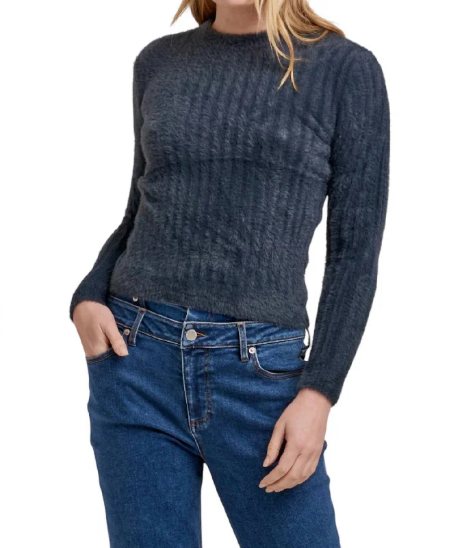 Women's Travel Attire Carrey Mid Neck Long Sleeve Sweater In Graphite