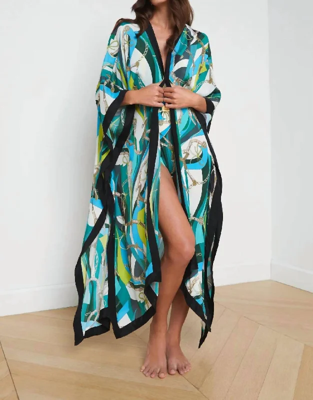 Timeless Women's Clothing Kara Kimono Coverup In Blue/green