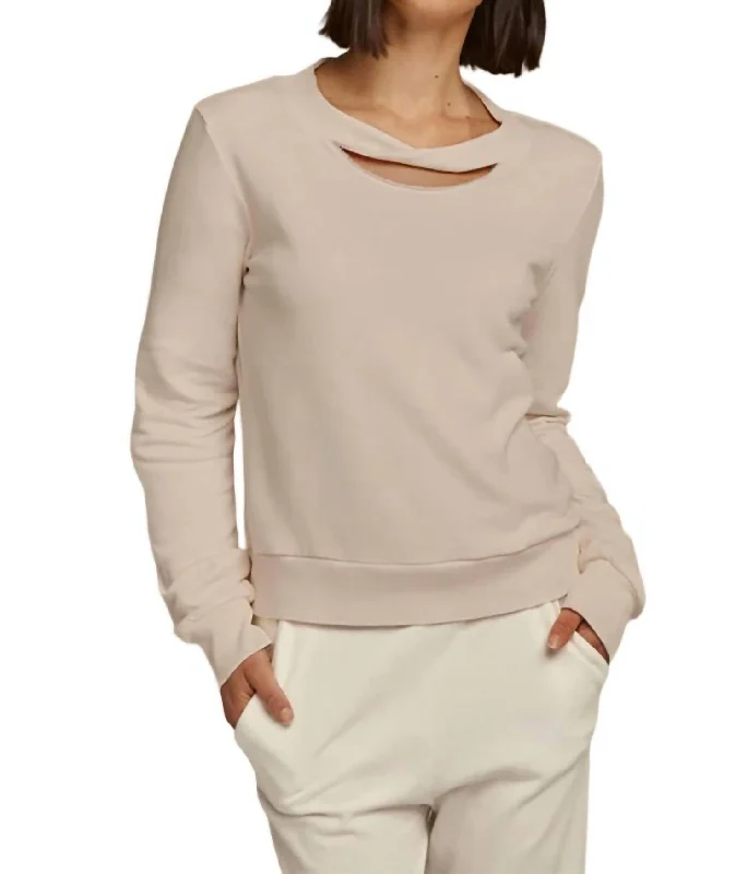 Women's Stylish Professional Garments Twist Neck Pullover In Oat