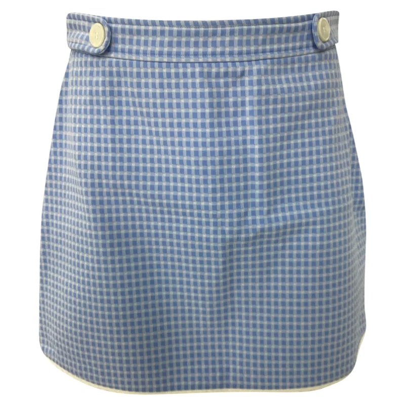 Timeless Women's Outfit Miu Miu Scalloped Gingham Stretch-Knit Mini Skirt In Light Blue Polyamide