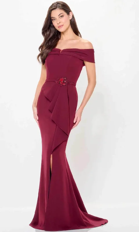 Women's Clothes For Work Events Cameron Blake CB3234 - Draped Off Shoulder Evening Gown