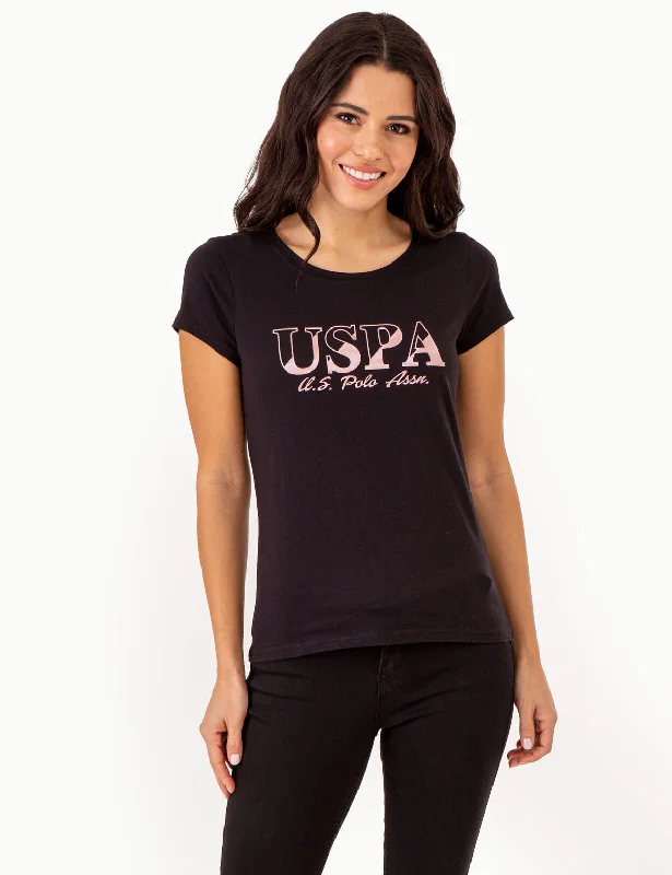 Women's Seasonal Apparel USPA METALLIC SLASHED FOIL T-SHIRT