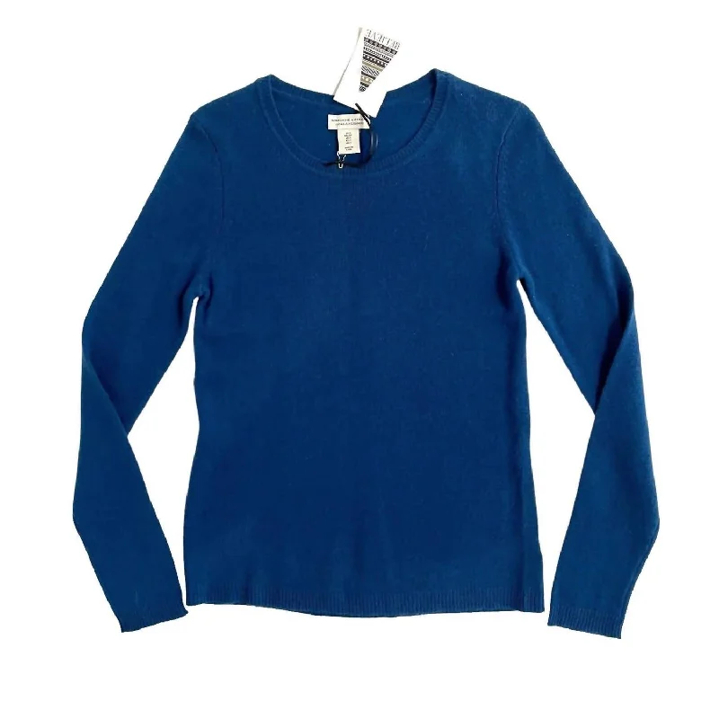 Luxury Women's Clothing Women's Cashmere Crewneck Sweater In Blue