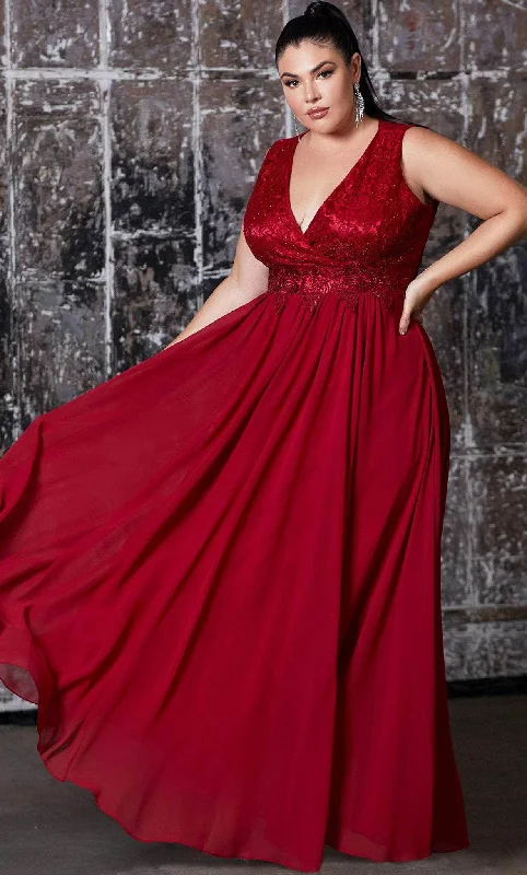 Women's Trendy Outfits Ladivine S7201 - Surplice V-Neck Evening Gown