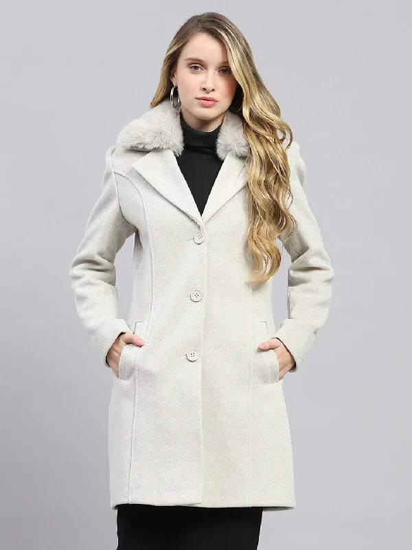 Everyday Women's Fashion Trends Women Grey Solid Collar Full Sleeve Coat