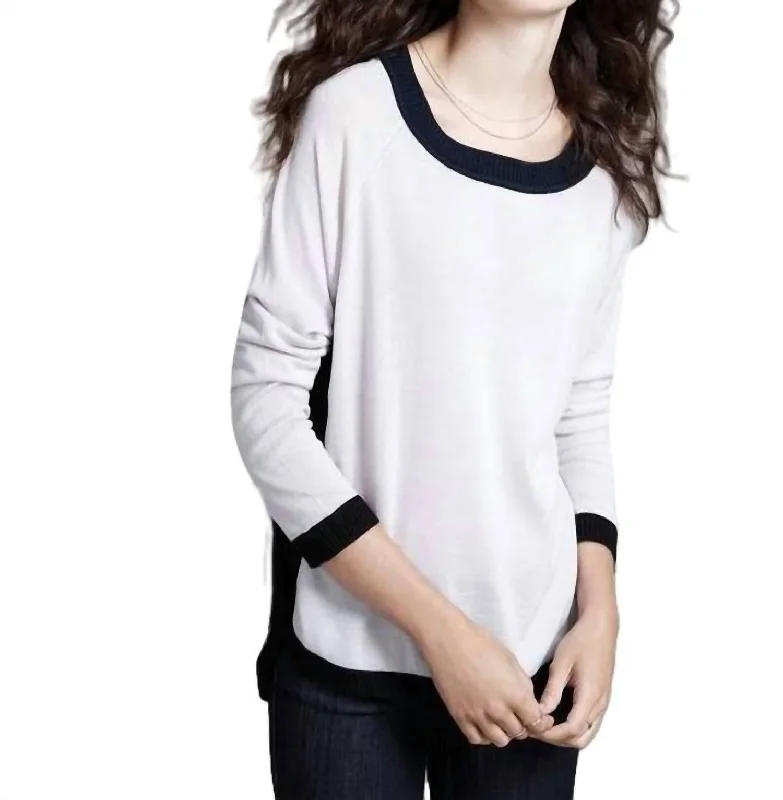 Women's Apparel Ringer Neck Pullover In Stone/navy/black