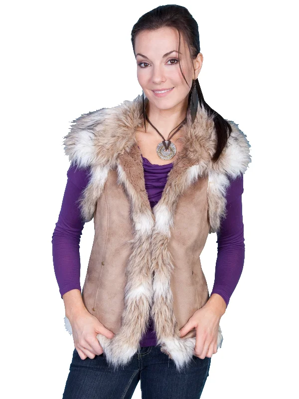 Women's Comfortable Clothes For Weekends Scully Ladies Faux Microsuede Fur Vest Hazelnut 100% Polyester