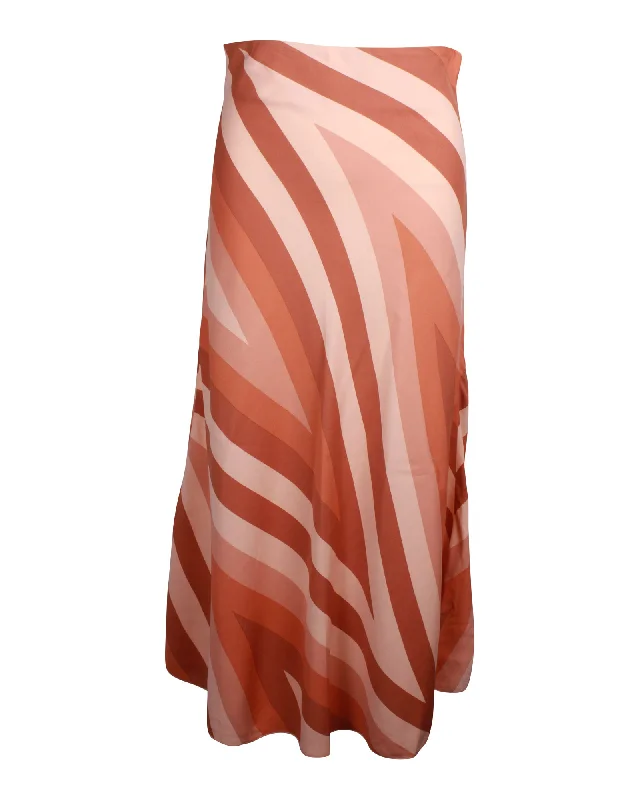 Timeless Women's Fashion Styles Sportmax Striped Midi Skirt in Peach Silk