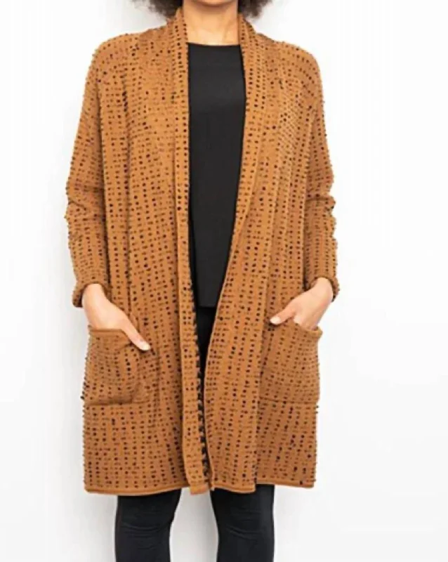 Women's Transitional Attire Texture Dot Cardigan In Cinnamon