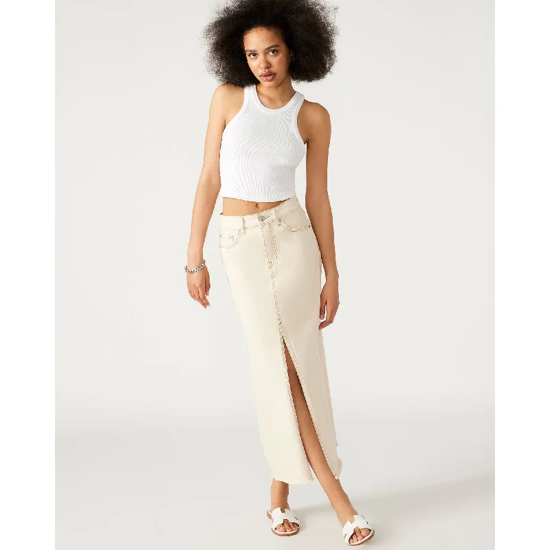 Online Boutiques Clothing Avani Denim Skirt Ivory