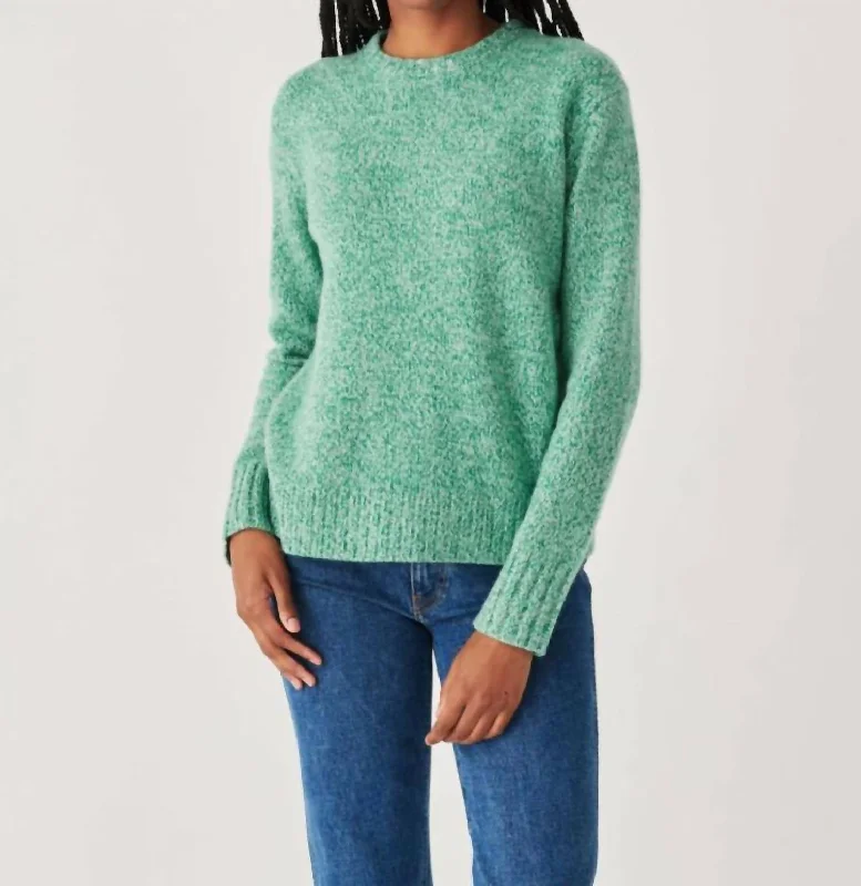 Comfortable Outfit For Women Cashmere Luxe Marl Crewneck Top In Green Marl