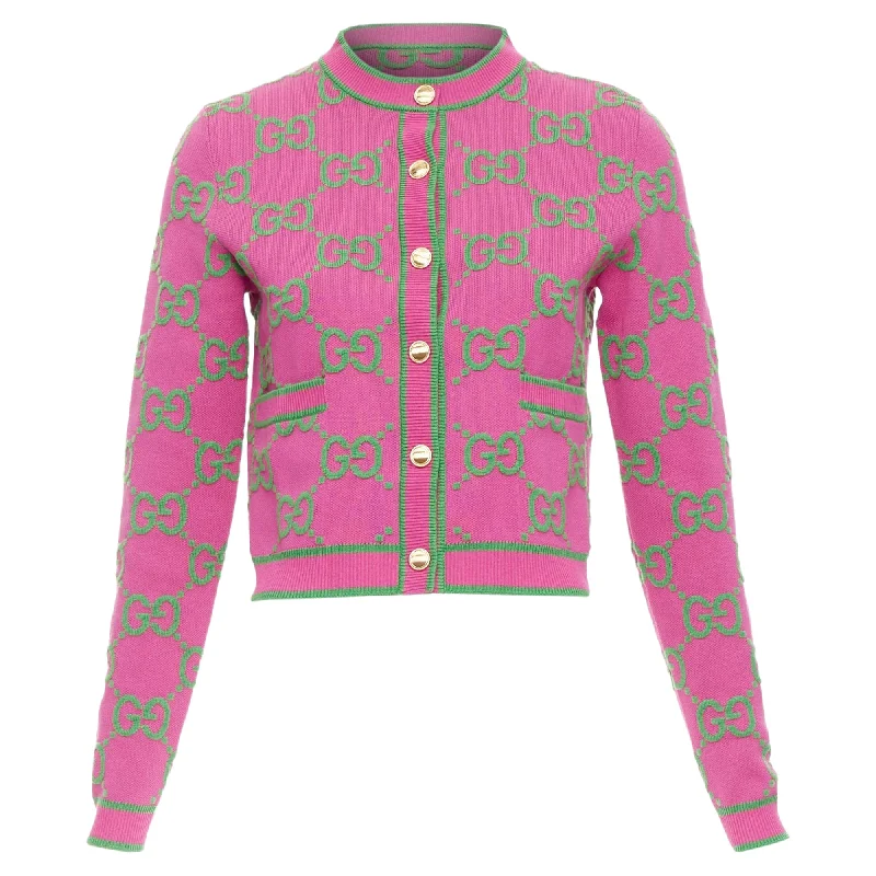 Women's Stylish Outdoor Outfit Gucci silk blend GG Jacquard crop cardigan