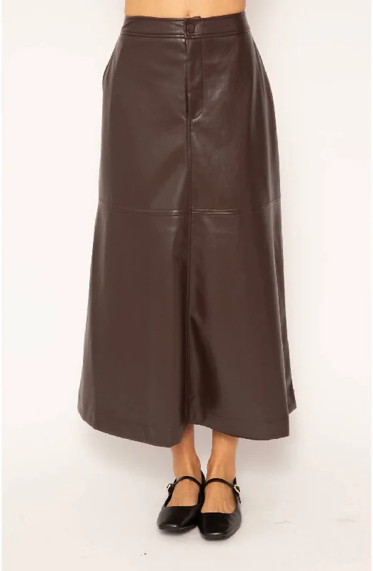 Women's Formal Event Outfit Beatrix Vegan Midi Skirt In Chocolate