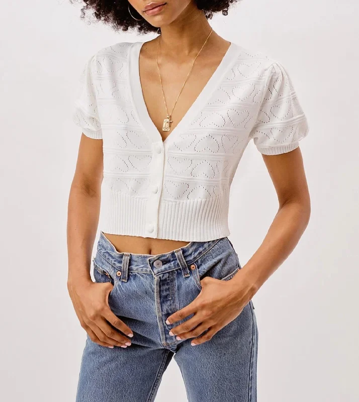 Affordable Luxury Women's Apparel Neve Crop Cardigan In White