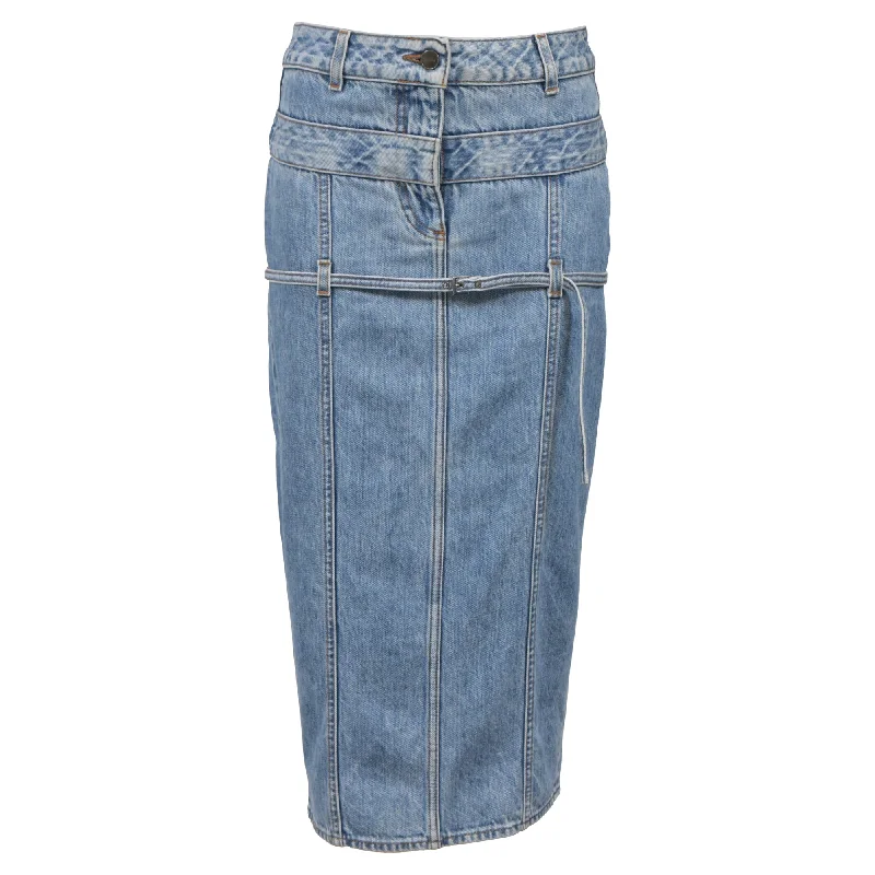 Women's Street Style Casual Wear Jacquemus Pencil Skirt in Blue Cotton Denim