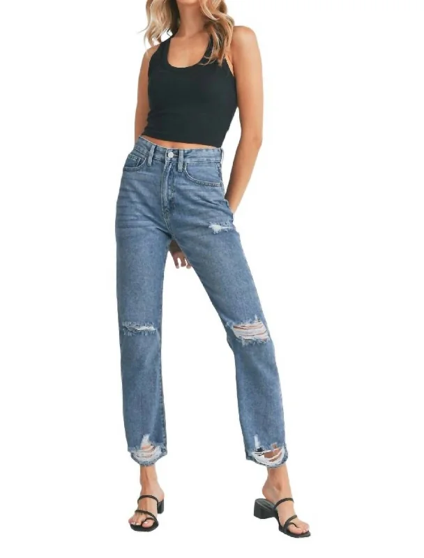 Sale Clothes Online High Rise Ankle Length Jean In Medium Denim