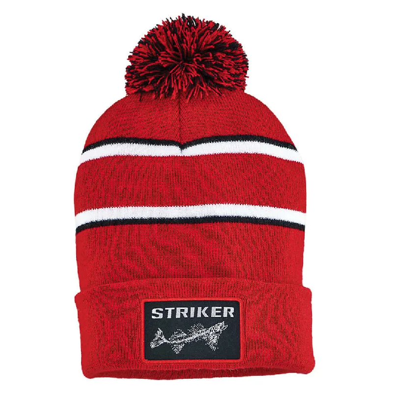 Casual Outfit For Women Striped Pom Hat - Red