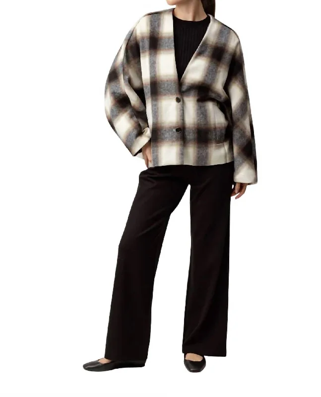 Women's Casual Garments Alba Jacket In Ash Brown Plaid