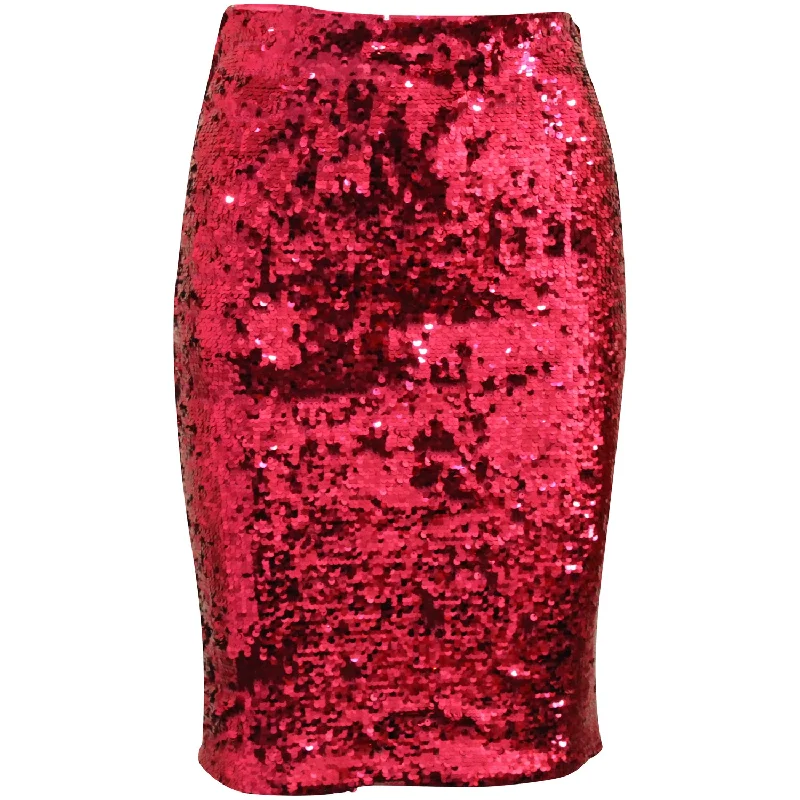 Comfortable Casual Wear Alice & Olivia Ramos Sequin Pencil Skirt in Fuchsia Pink Polyester