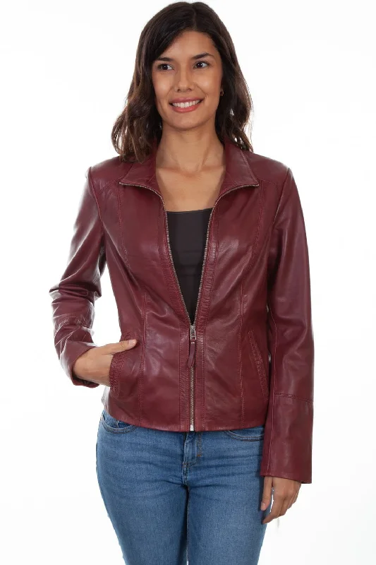 Seasonal Women's Fashion Trends Scully Womens Merlot Leather Lightweight Zip Jacket