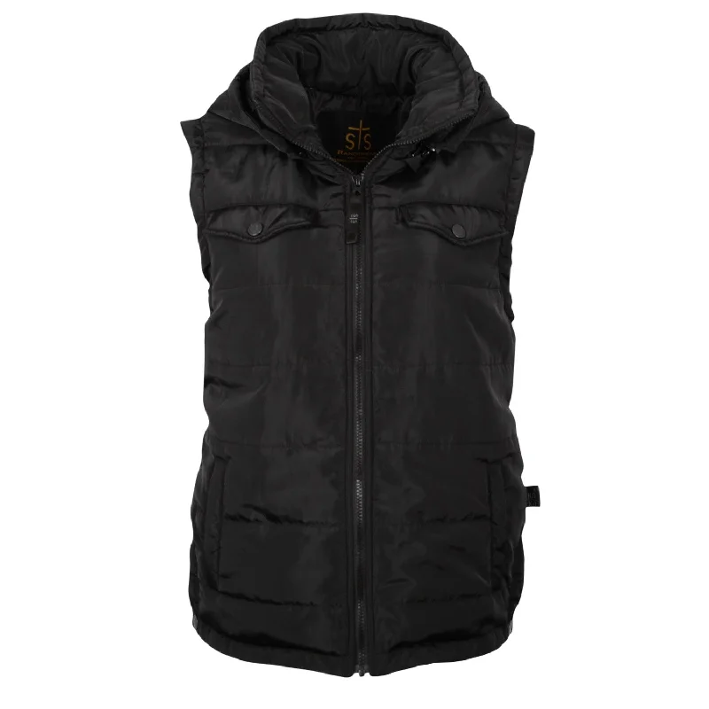 Women's Seasonal Garments STS Ranchwear Womens Crazy Jane Black 100% Polyester Softshell Vest