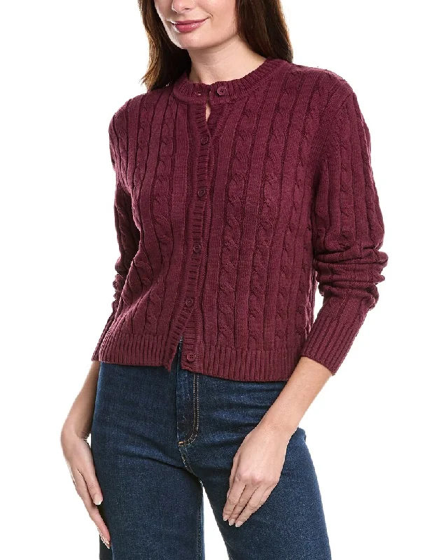 Women's Stylish Vacation Attire POINT Cable Cardigan