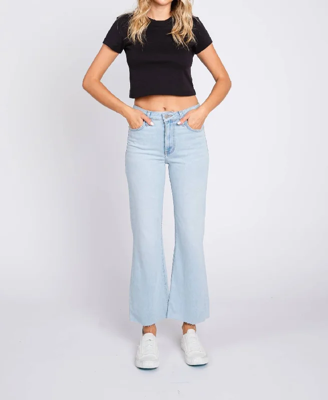 Workwear Fashion for Women Sicily Crop Flare Jeans In Light Blue