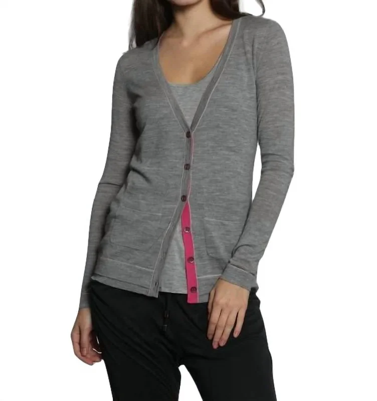 Women's High-Fashion Clothes Double Rib Cardigan In Grey