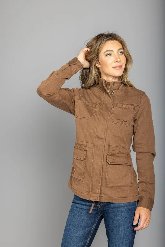 Women's Clothing Apparel Kimes Ranch Womens Riggin Utility Brown Cotton Blend Cotton Jacket