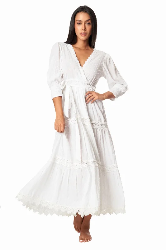 Clothes Of Woman Zoe White Wrap Maxi  Dress