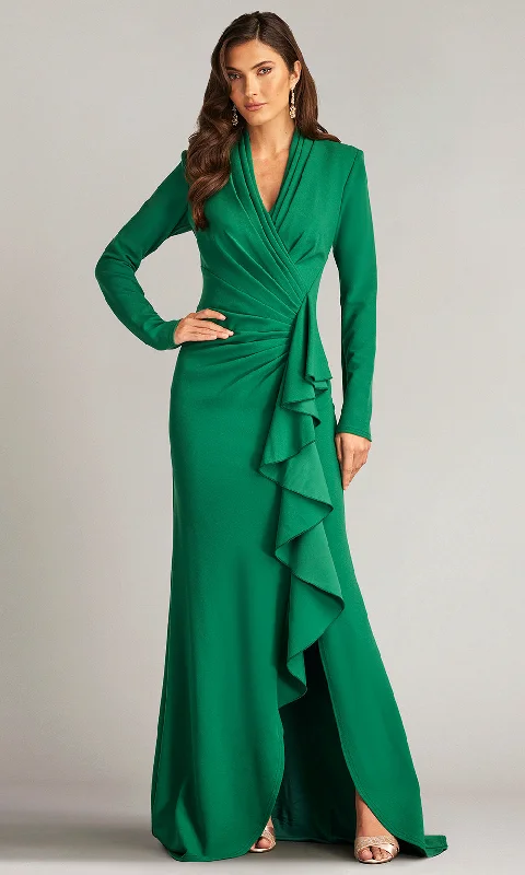 Women's Evening Clothing Tadashi Shoji BOS23357L - Long Sleeve V-Neck Gown