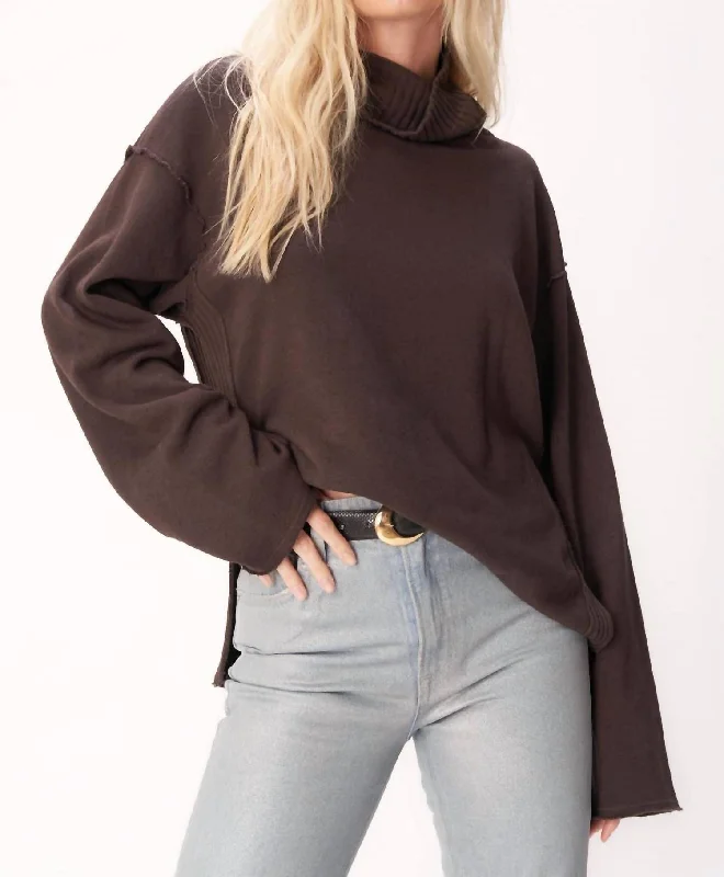 Women's High-Fashion Outfit Nicola Funnel Neck Sweatshirt In Black Brown