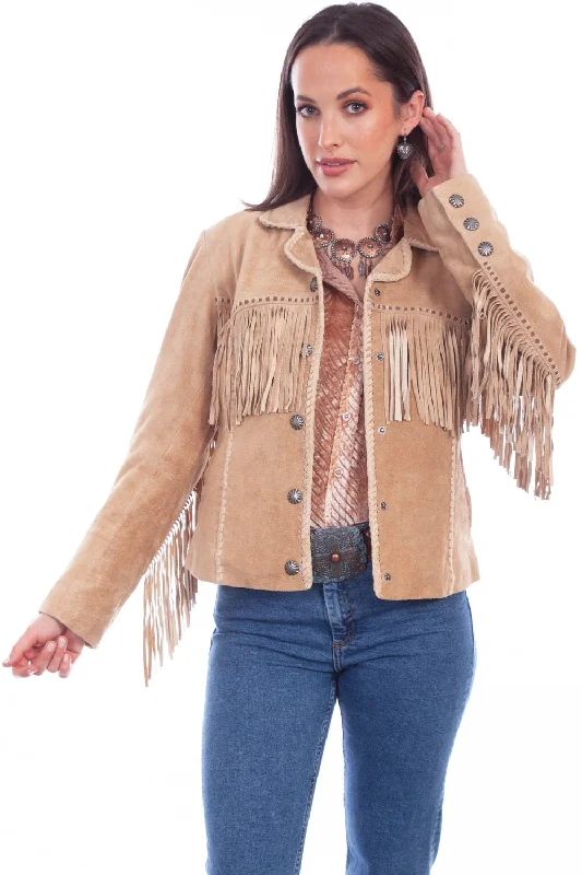 Casual Attire For Women Scully Womens Cowgirl Fringe Old Rust Leather Leather Jacket