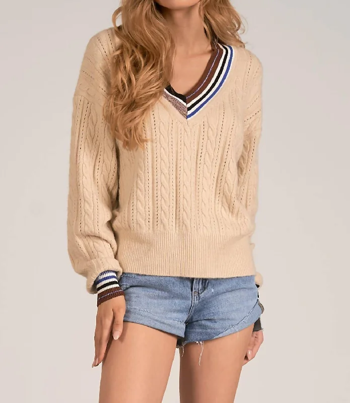 Latest Fashion for Women Varsity Stripe Sweater In Cream