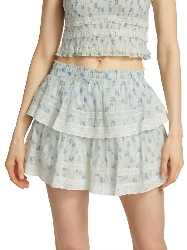 Women's Relaxed Clothes Ruffle Mini Skirt In Angel Falls