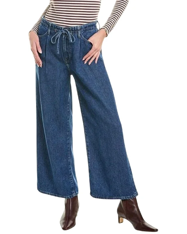 Women's Clothing Apparel Sets Pixie Drawstring Wide-Leg Jeans In Ghost