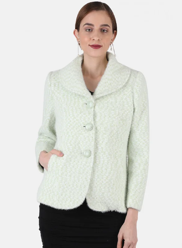 Luxury Women's Fashion Women Green Jaquard Coat