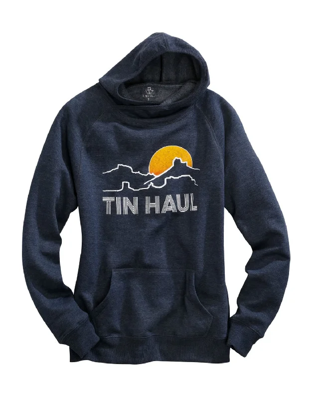 Women's Clothing Sets Tin Haul Womens Navy Blue Cotton Blend Mountain Logo Hoodie