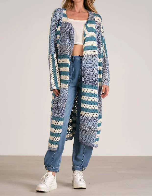 High-End Women's Apparel Bella Long Cardigan In Blue