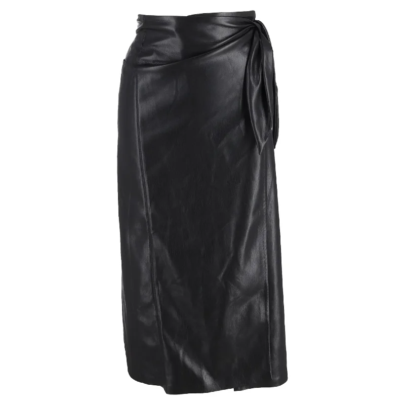 Modern Women's Fashion with Vintage Touches Nanushka Amas Wrap Skirt in Black Vegan Leather