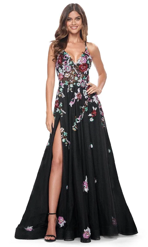 Women's Clothing La Femme 32051 - V-Neck A-Line Prom Gown