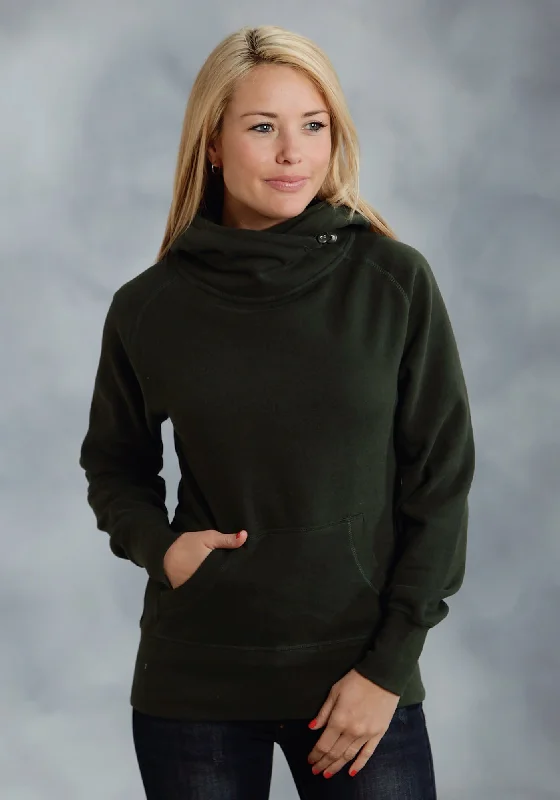 Fashionable Women's Wardrobe Ouray Womens Forest Green 100% Cotton USA Asymmetric Hoodie