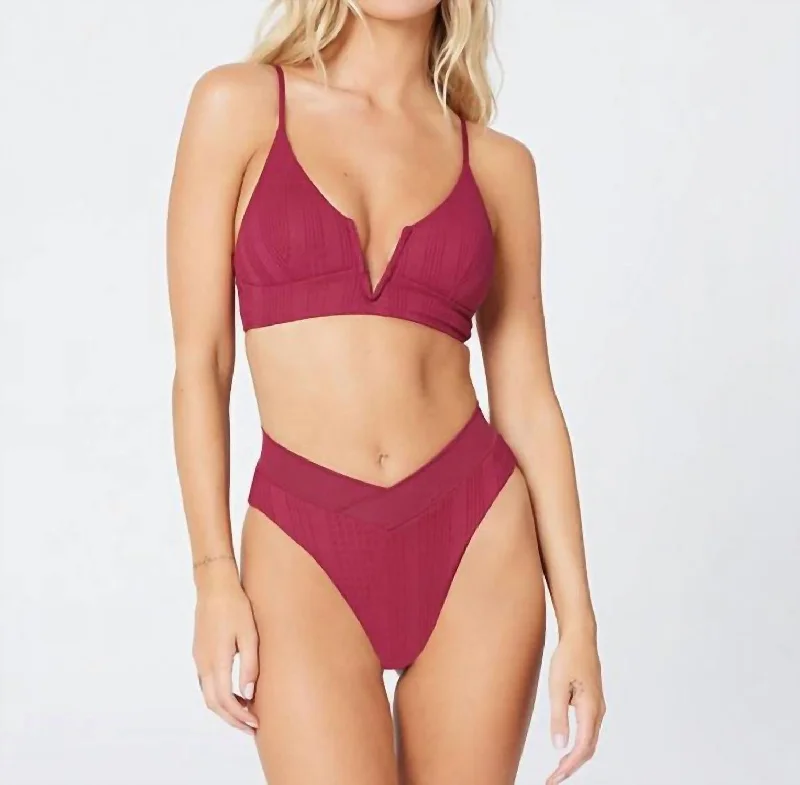 Women's Elegant Clothes Court Bikini Bottom In Cabernet