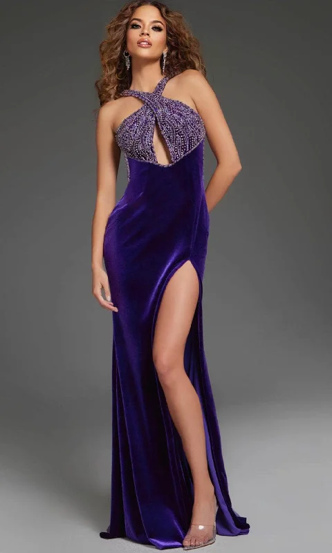 Women's Elegant Formal Outfit Jovani 38951 - Halter Neck Beaded Prom Gown