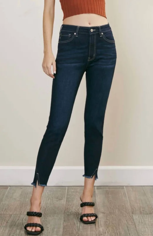 Early Bird Offer Shanna Split Hem Jeans In Dark Wash