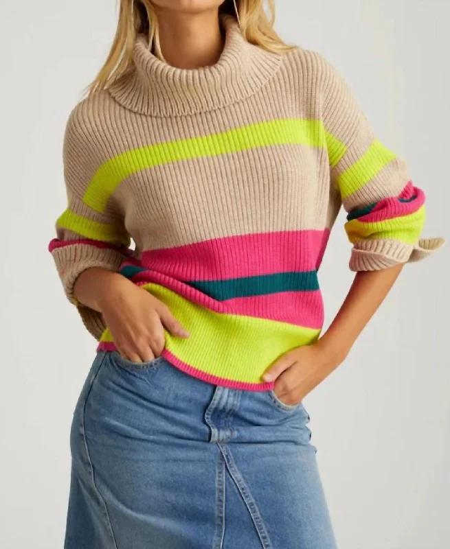 Affordable Fashion for Women Giana Turtleneck Sweater In Cashew Heather Multi