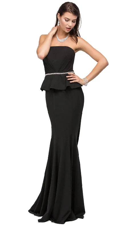 Comfortable Outfit For Women Dancing Queen 9753 - Straight Across Peplum Prom Gown