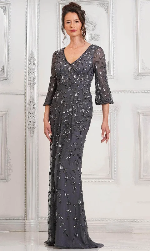 Women's Evening Garments Marsoni by Colors MV1320 - Quarter Sleeve Beaded Formal Gown