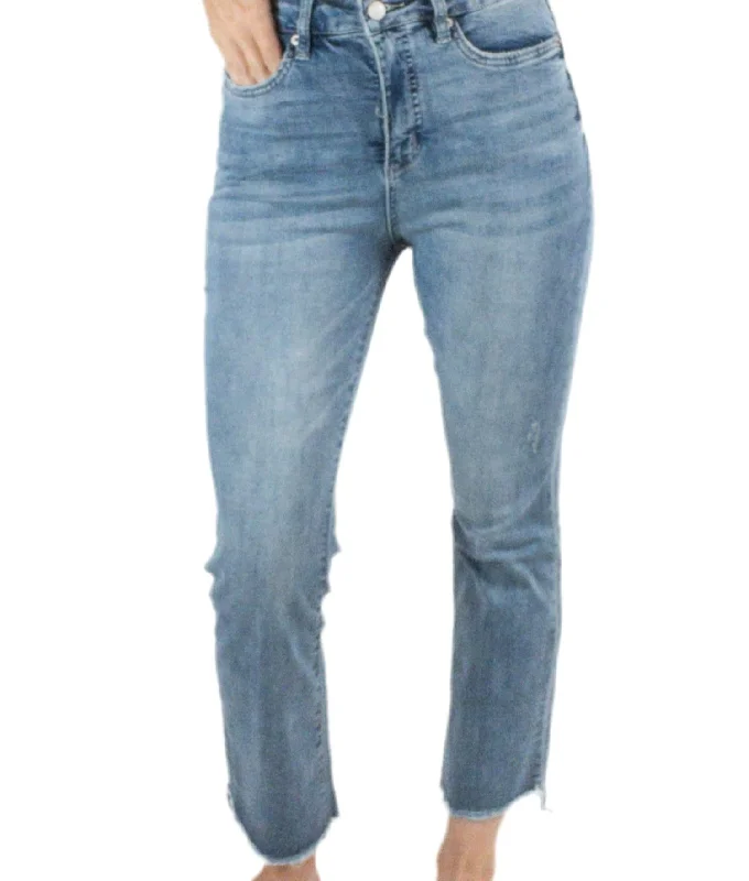 Casual Women's Clothing Online High Rise Bootcut Crop Jeans In Blue